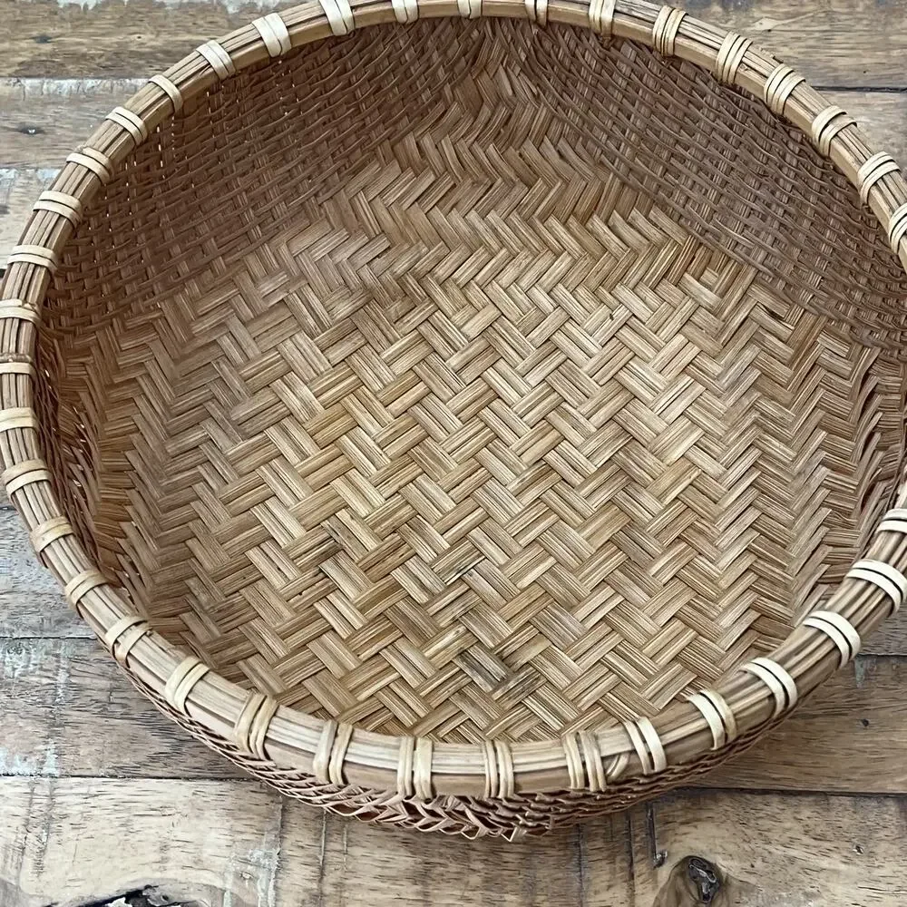 Vintage Hand Woven Round Bottom Wicker Winnowing Basket 11